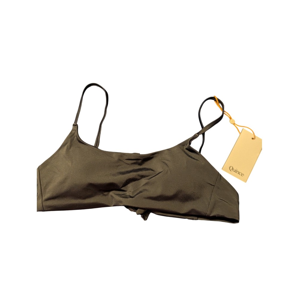 Quince Black Scoop Neck Bikini Top NWT Size Small pool vacation beach - Picture 2 of 4